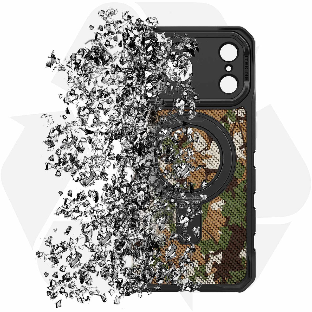 ITSKINS Supreme_R Stand Nylon MagSafe Case Camouflage Green for iPhone 17 Pro