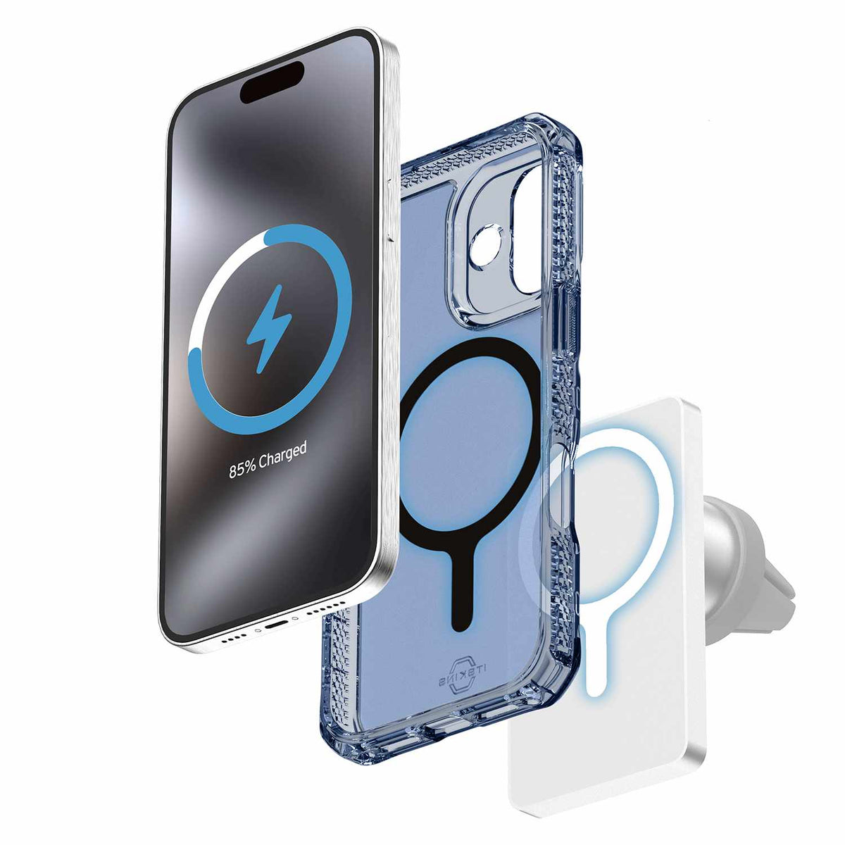 ITSKINS Hybrid_R Vapor MagSafe Case Navy Blue for iPhone 17