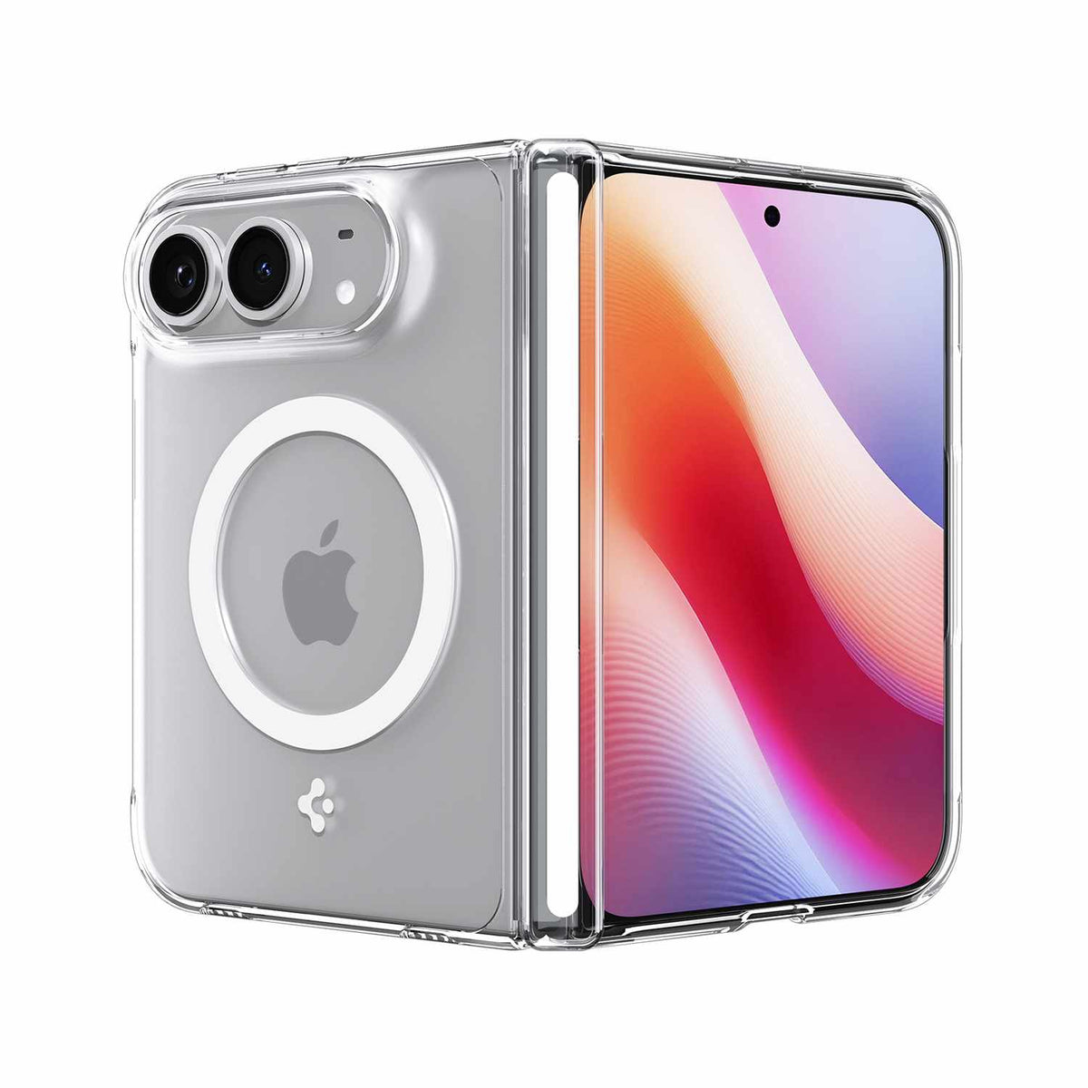 Spigen Crystal Hybrid Pro MagFit Case Clear White for iPhone Duo