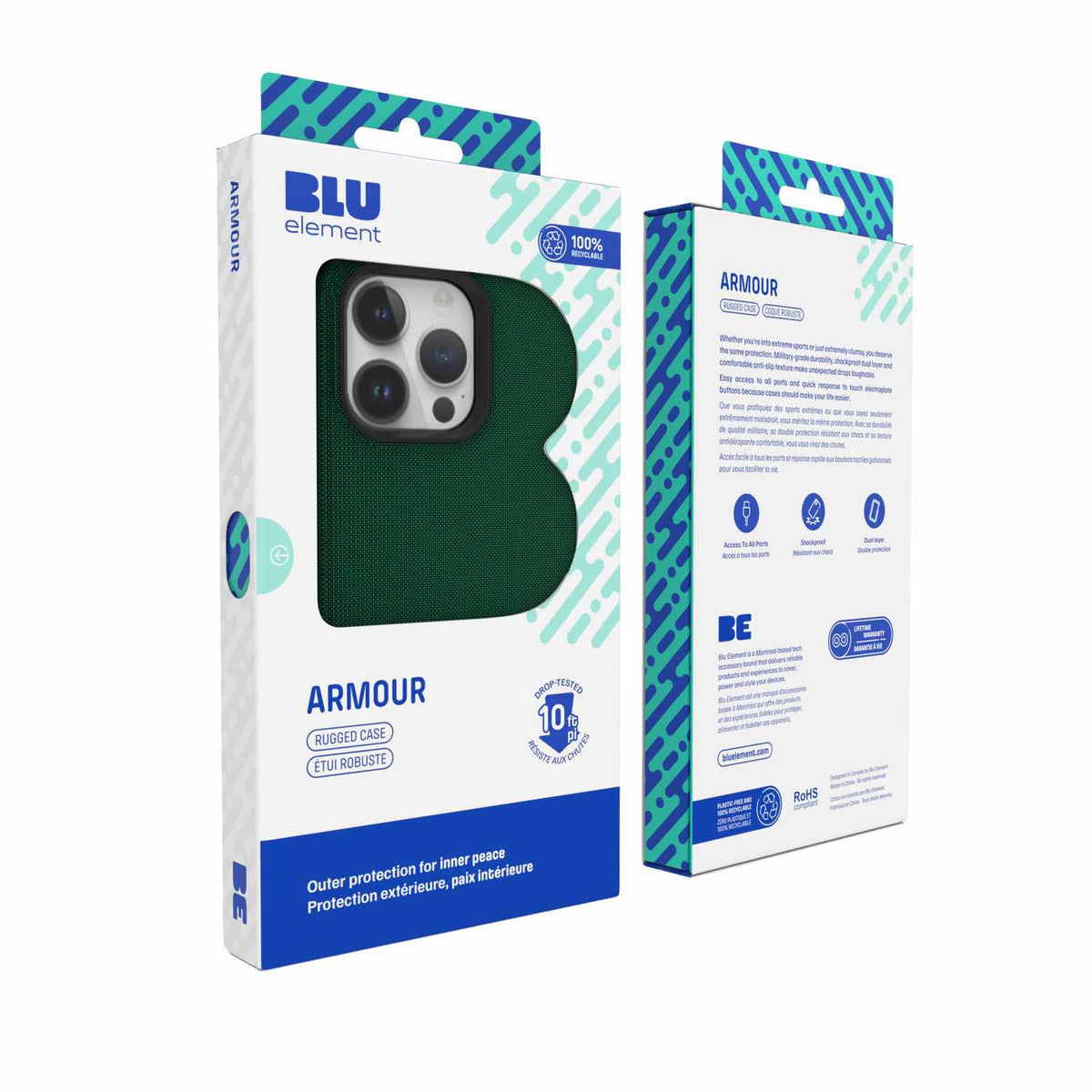 Blu Element BEA2XIP15PRMG Armour Rugged Case iPhone 15 Pro Max Green for iPhone 15 Pro Max