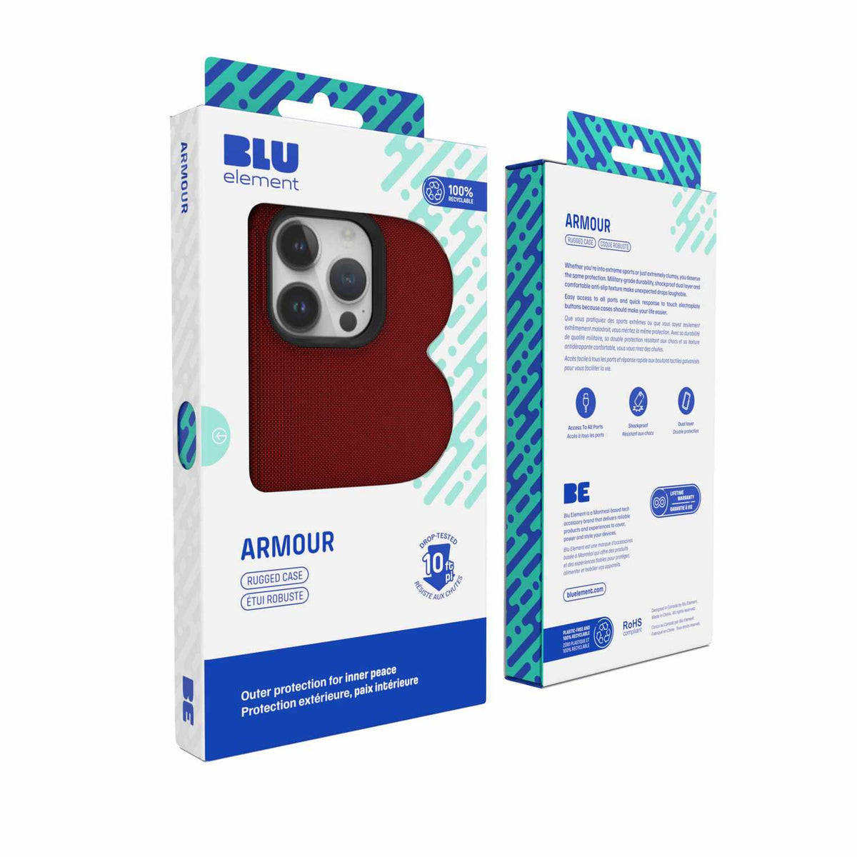Blu Element BE2XIP15PROMR Armour Rugged Case iPhone 15 Pro Max Red for iPhone 15 Pro Max
