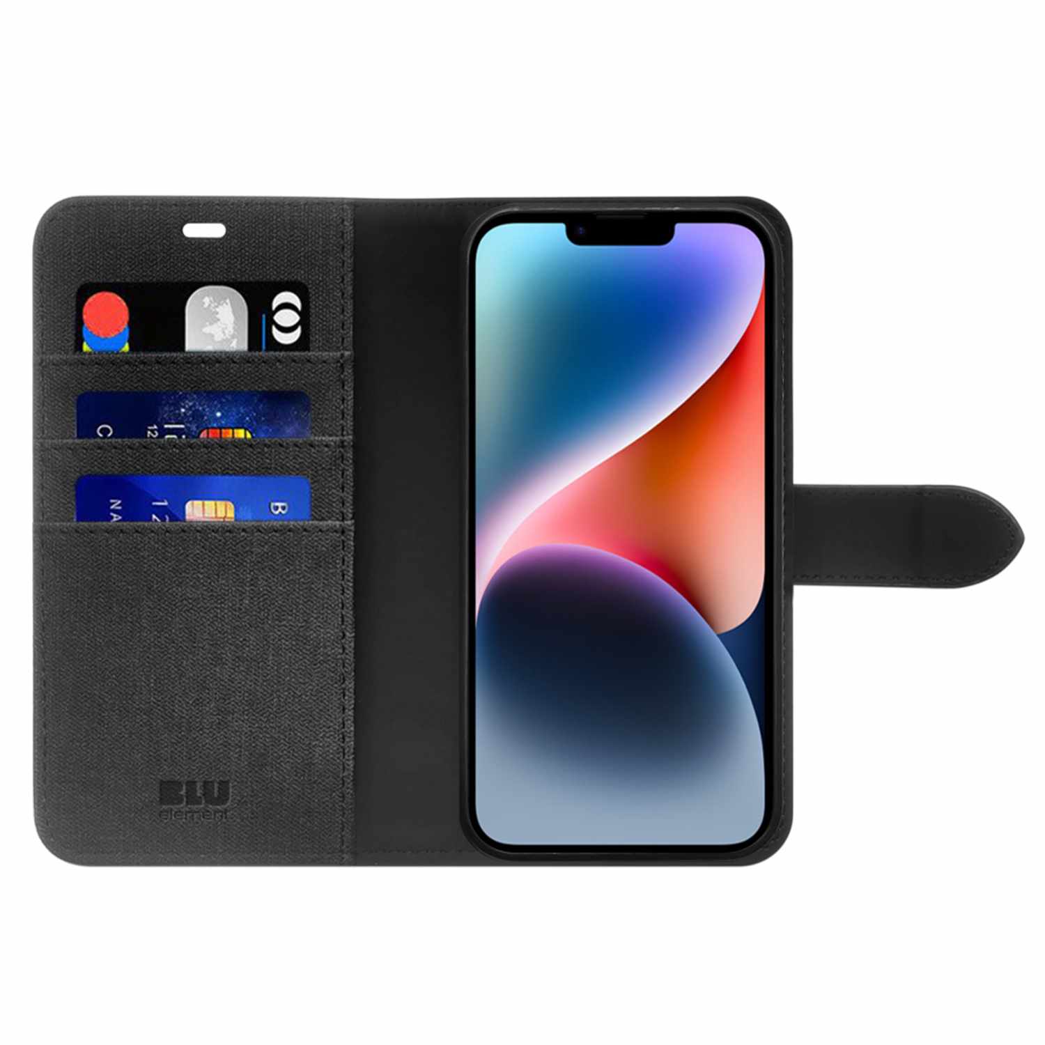 Blu Element Folio 2-in-1 Case Black for iPhone 13, iPhone 14, iPhone 15, iPhone 16e, iPhone 17e