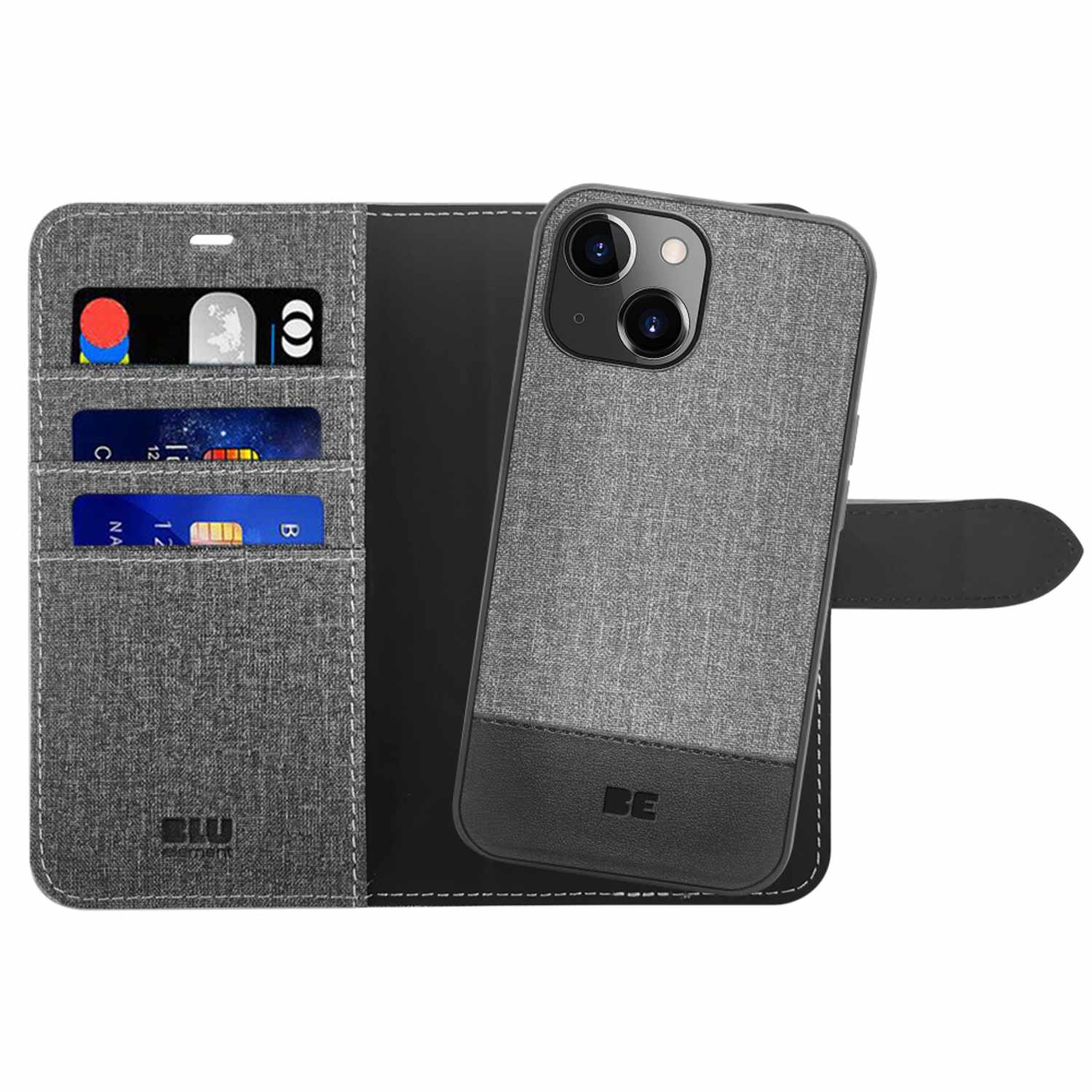 Blu Element Folio 2-in-1 Case Gravity Grey for iPhone 13, iPhone 14, iPhone 15, iPhone 16e, iPhone 17e