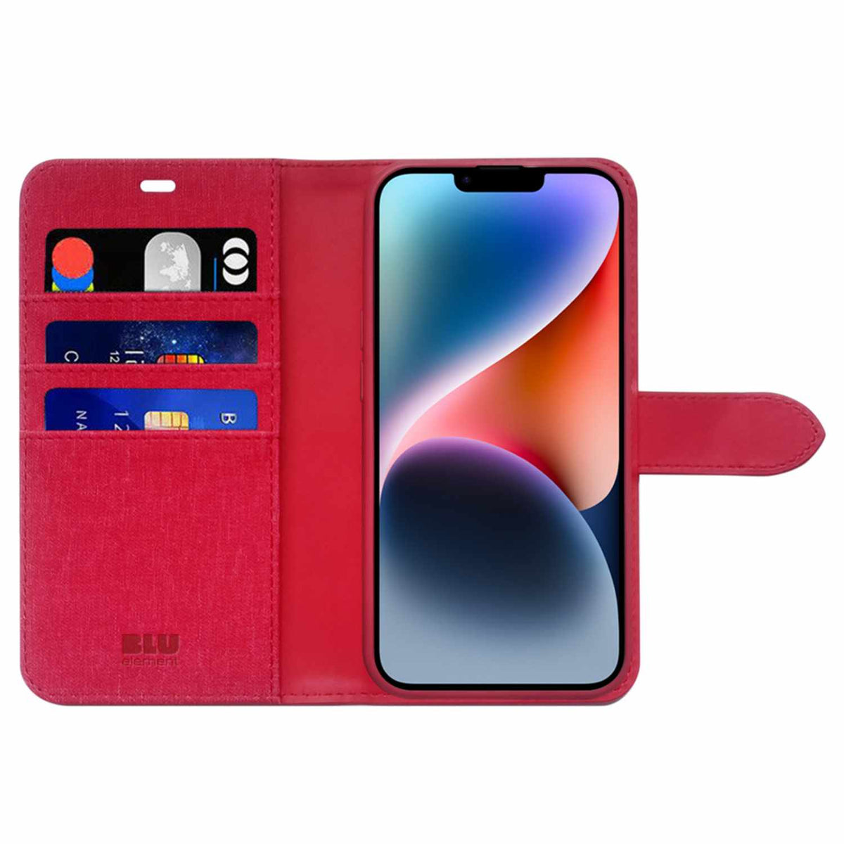 Blu Element Folio 2-in-1 Case Dark Red for iPhone 13, iPhone 14, iPhone 15, iPhone 16e, iPhone 17e