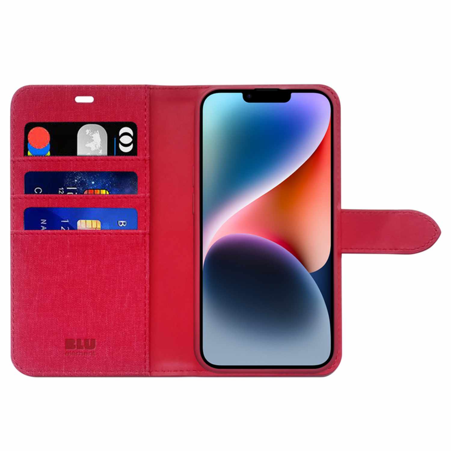 Blu Element Folio 2-in-1 Case Dark Red for iPhone 13, iPhone 14, iPhone 15, iPhone 16e, iPhone 17e