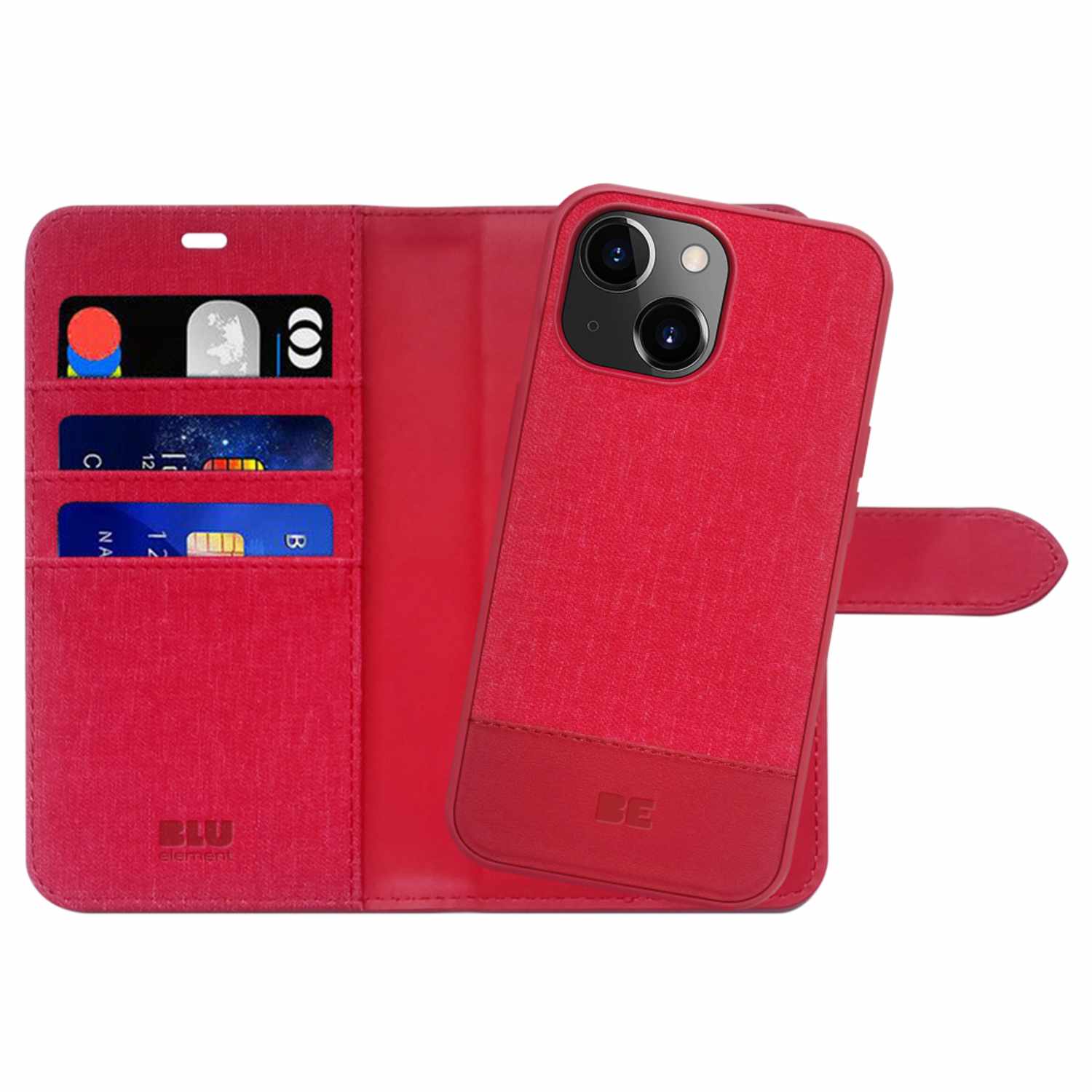 Blu Element Folio 2-in-1 Case Dark Red for iPhone 13, iPhone 14, iPhone 15, iPhone 16e, iPhone 17e