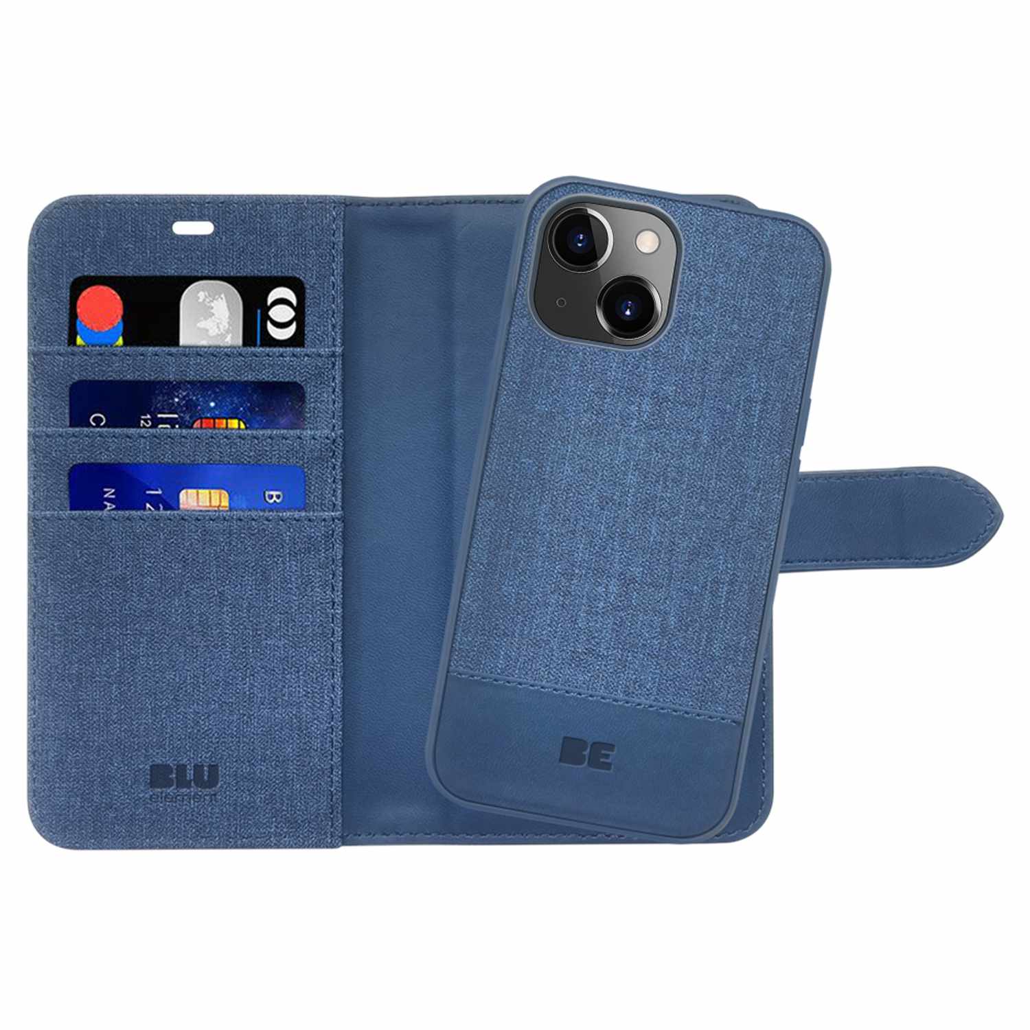 Blu Element Folio 2-in-1 MagSafe Case Lazuli Blue for iPhone 13, iPhone 14, iPhone 15, iPhone 16e, iPhone 17e