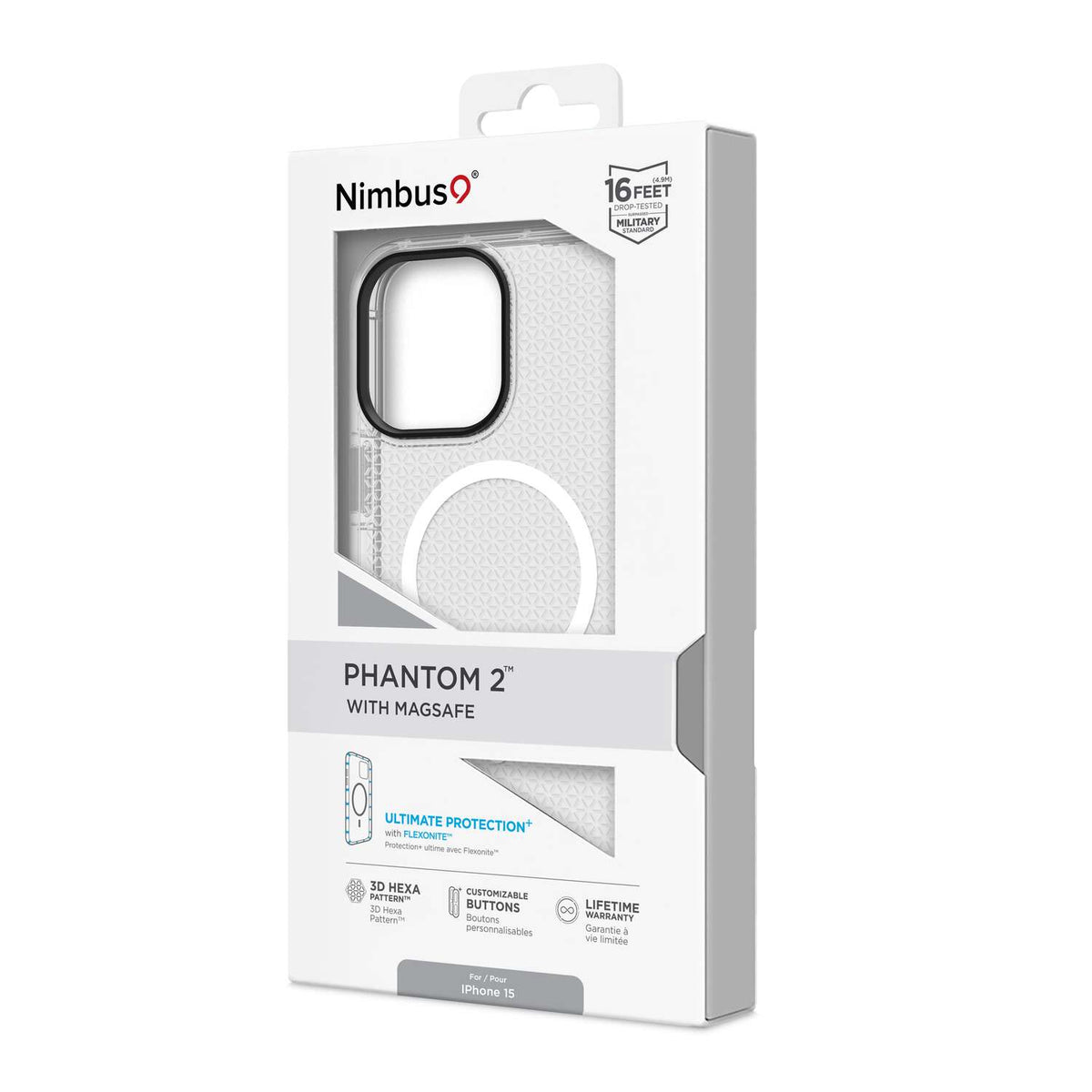Nimbus9 N9PMSIPH15CL Phantom 2 MagSafe Case Clear for iPhone 13, iPhone 14, iPhone 15