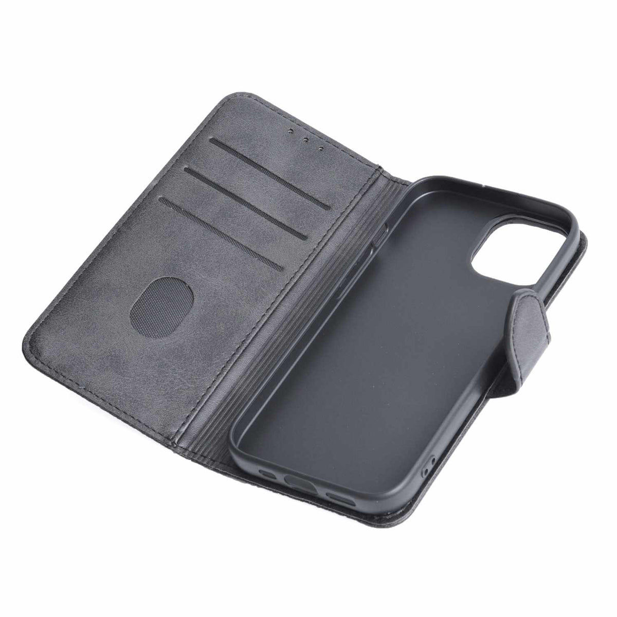 Blu Element BEWFMS151413DP Faux Leather Folio MagSafe Case with TPU Gelskin Black for iPhone 13, iPhone 14, iPhone 15