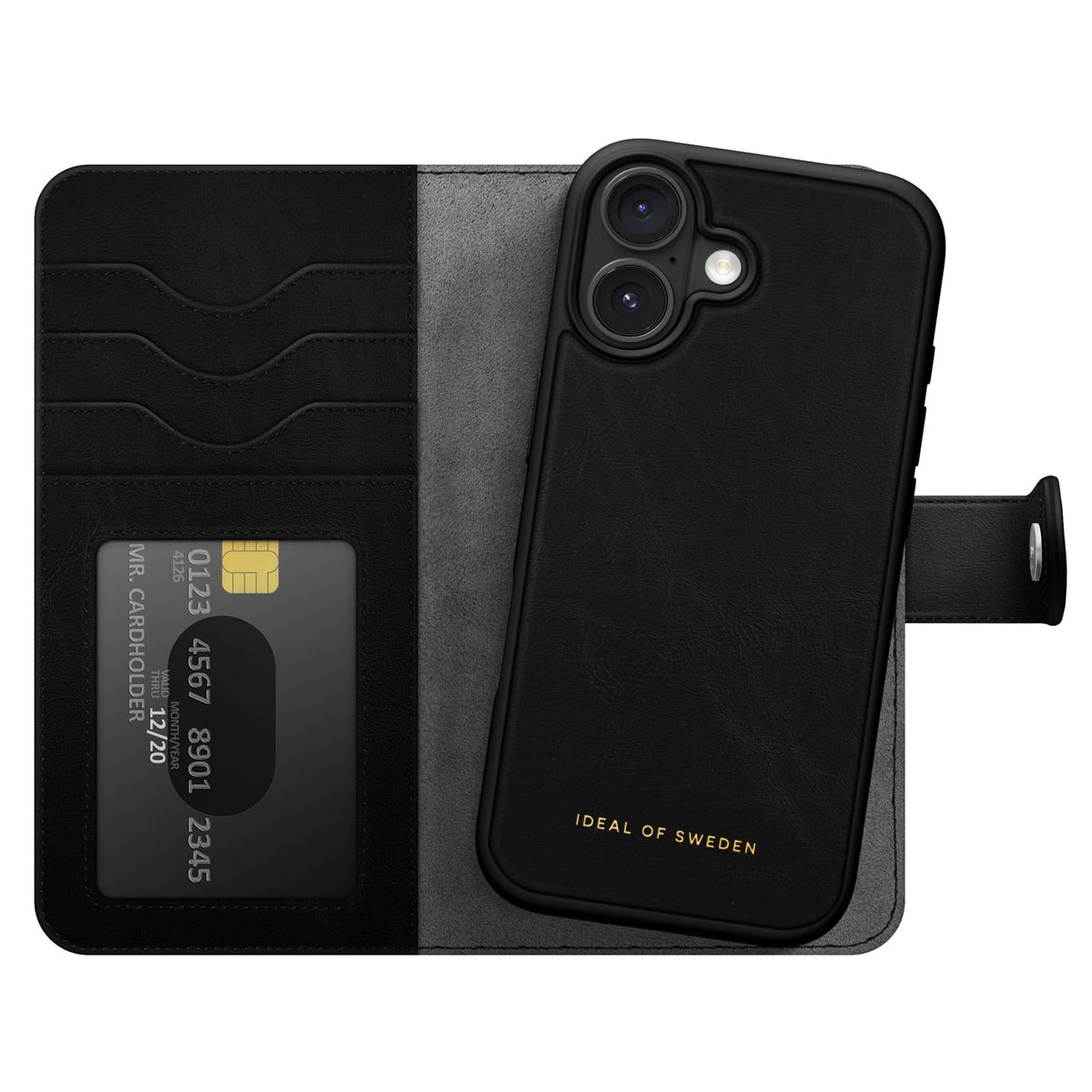 Ideal of Sweden IDMWPMSI246701 Magnet+ Wallet MagSafe Case iPhone 16 Plus Black for iPhone 16 Plus