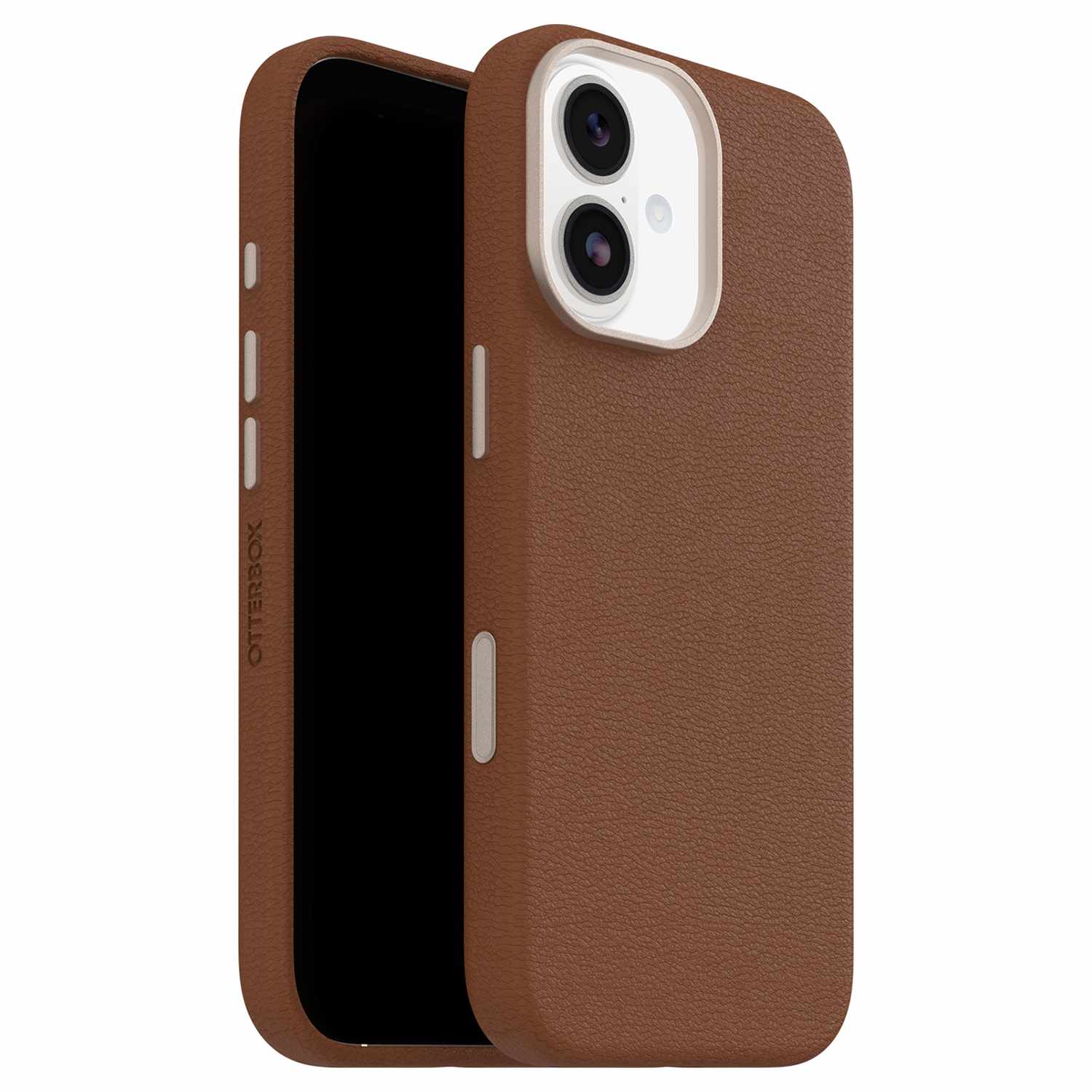 OtterBox Symmetry Cactus Leather MagSafe Case with Camera Control Dessert Saddle (Brown) for iPhone 17