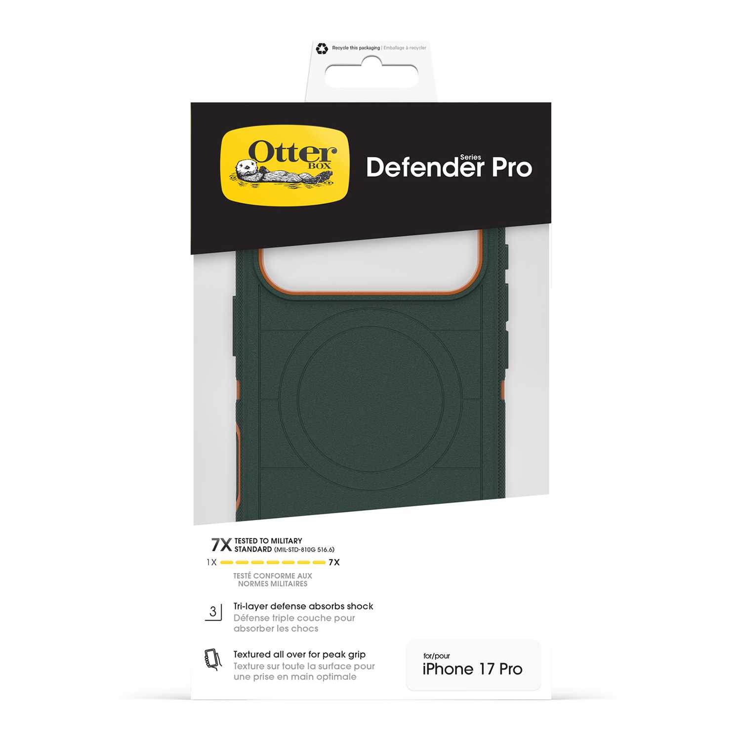 OtterBox Defender Pro MagSafe Case with Camera Control Coopersmith (Green) for iPhone 17 Pro