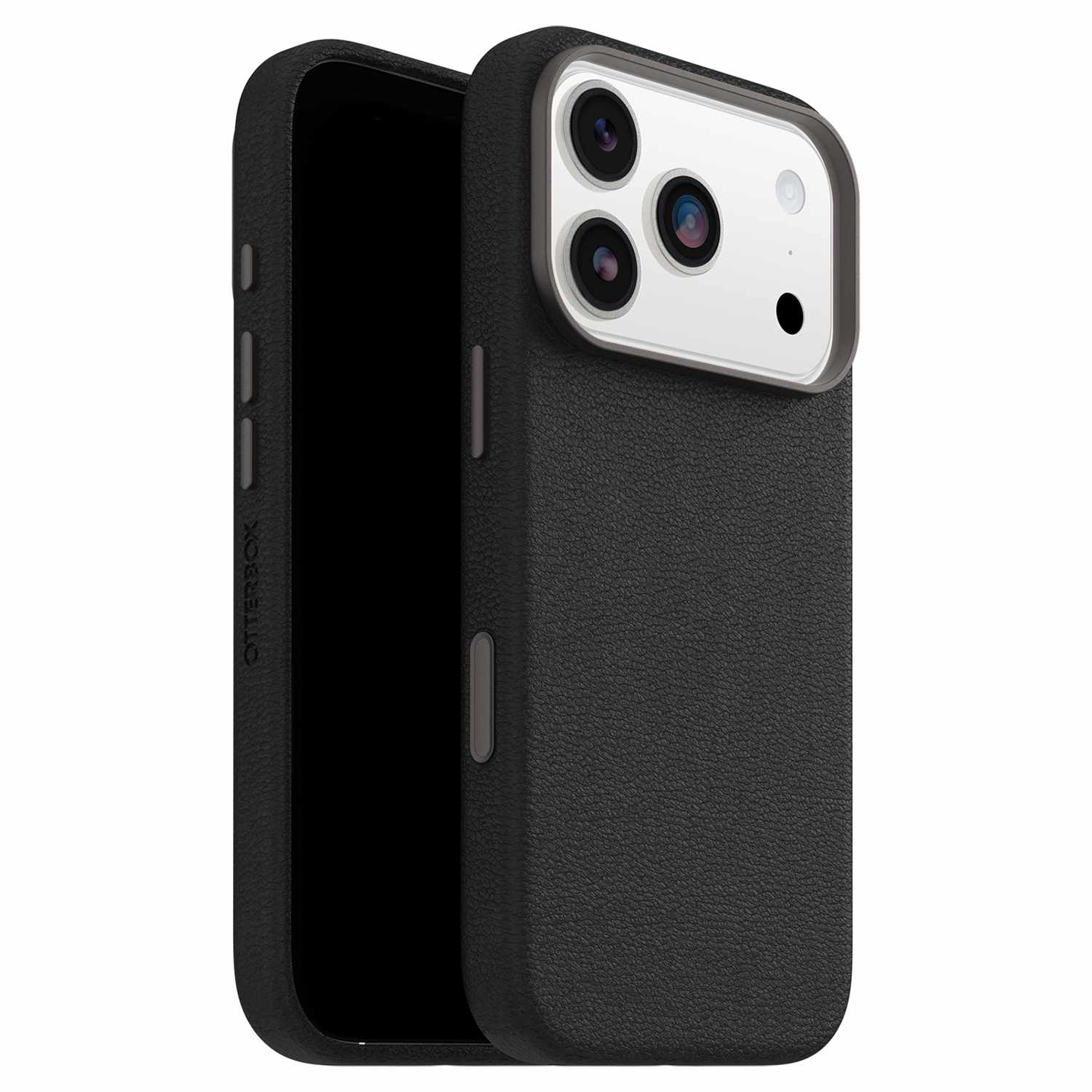 OtterBox Symmetry Cactus Leather MagSafe Case with Camera Control Noir Ash (Black) for iPhone 17 Pro