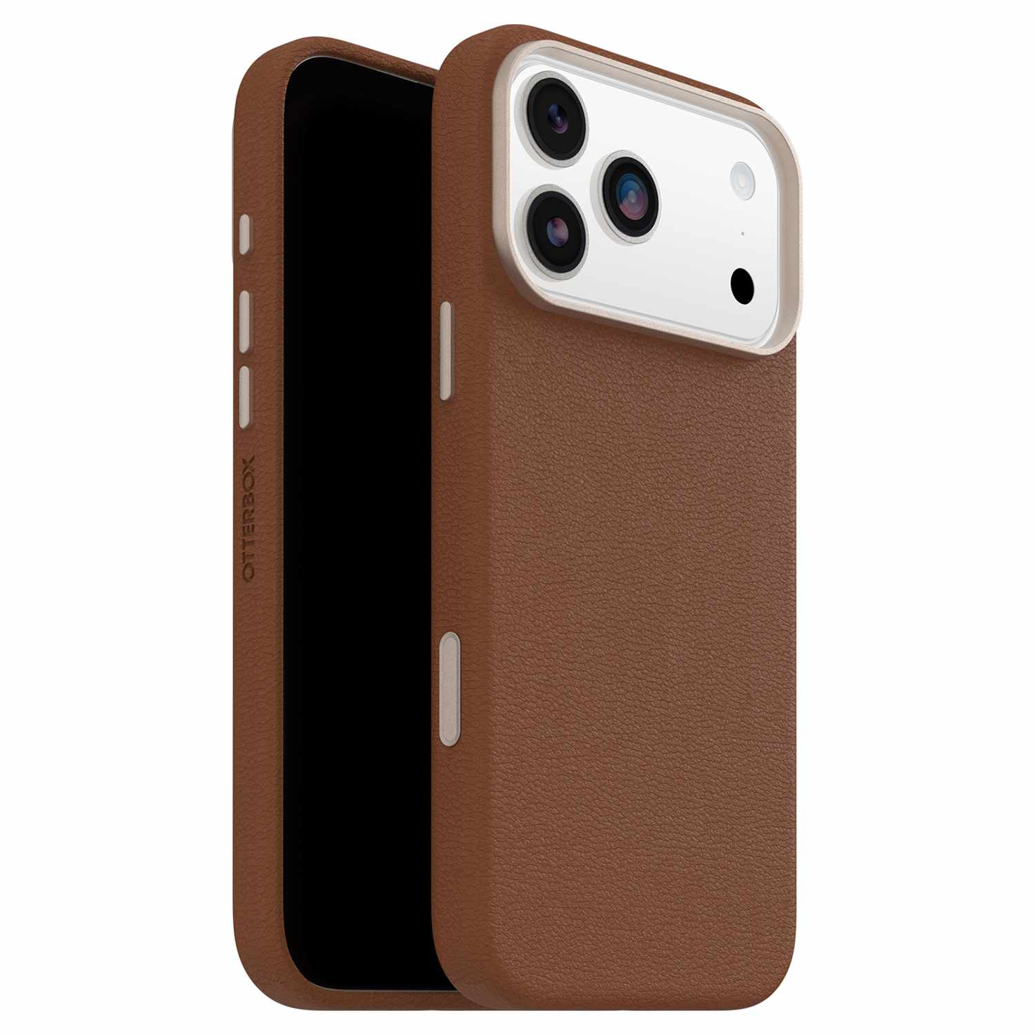 OtterBox Symmetry Cactus Leather MagSafe Case with Camera Control Dessert Saddle (Brown) for iPhone 17 Pro Max
