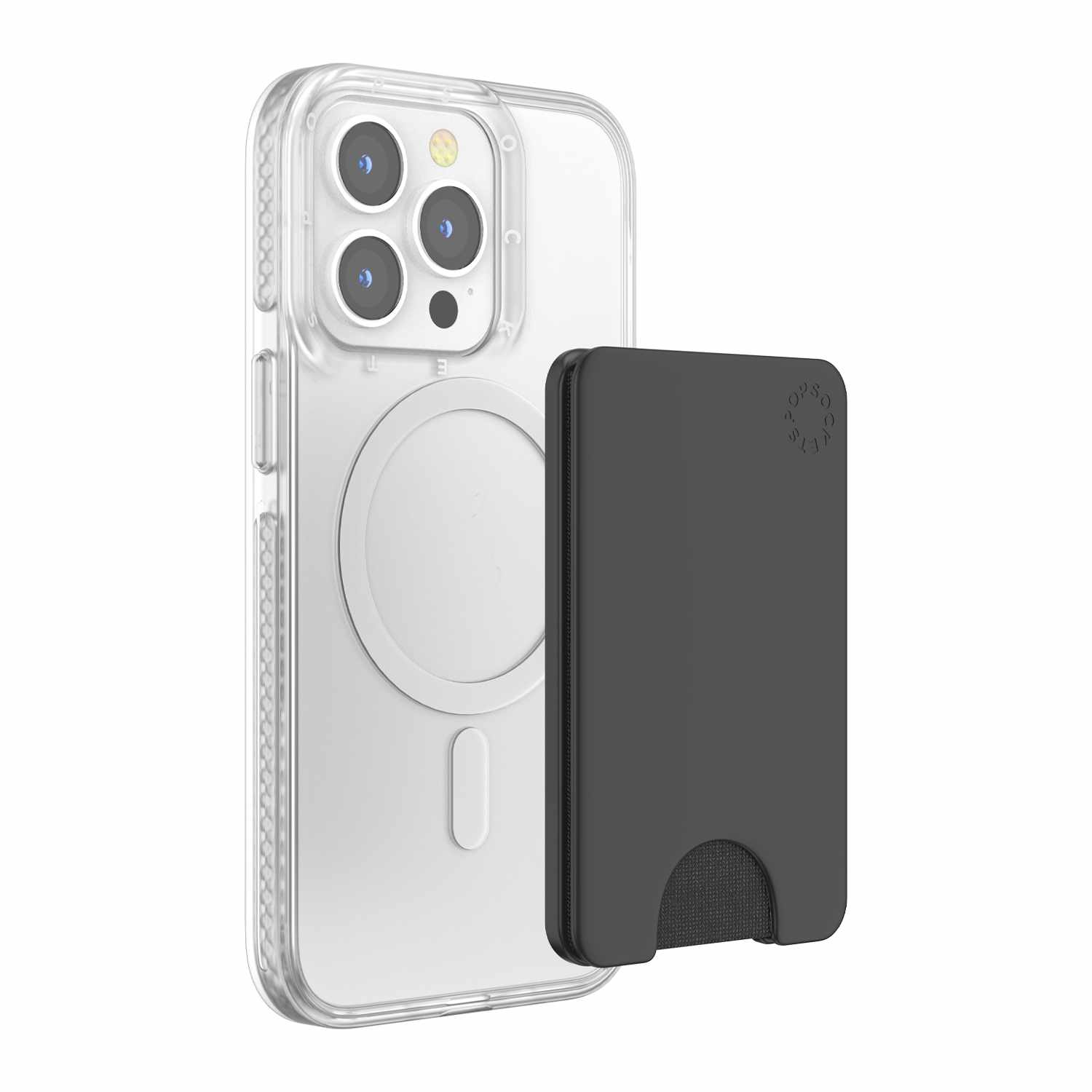 PopSockets PopWallet+ for MagSafe Round with Adapter Ring Black
