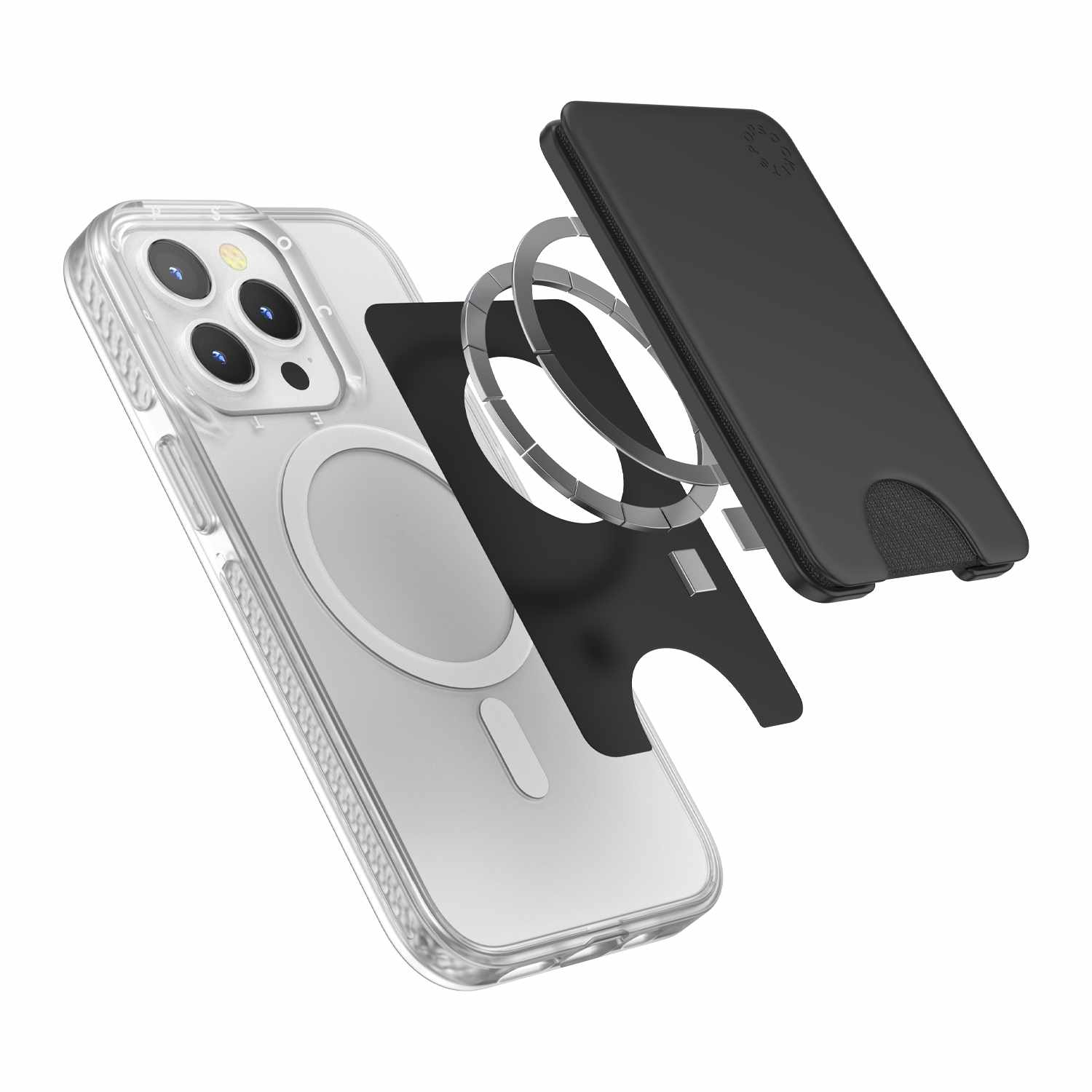 PopSockets PopWallet+ for MagSafe Round with Adapter Ring Black