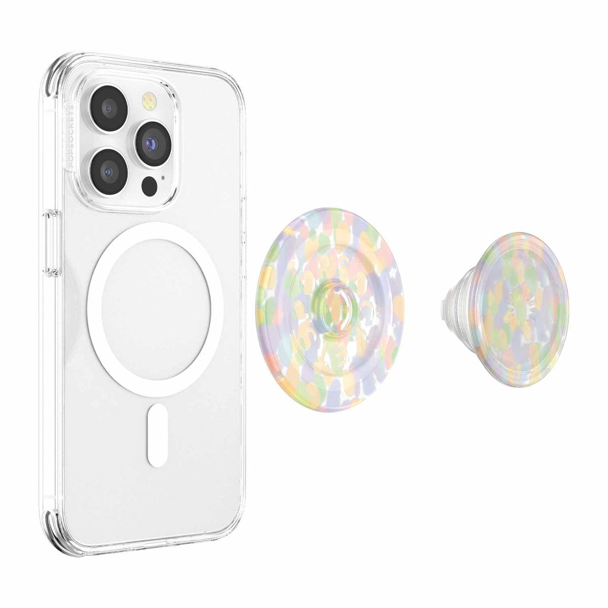 PopSockets PopGrip for MagSafe Round with Adapter Ring Rainbow Glass Multi-Color