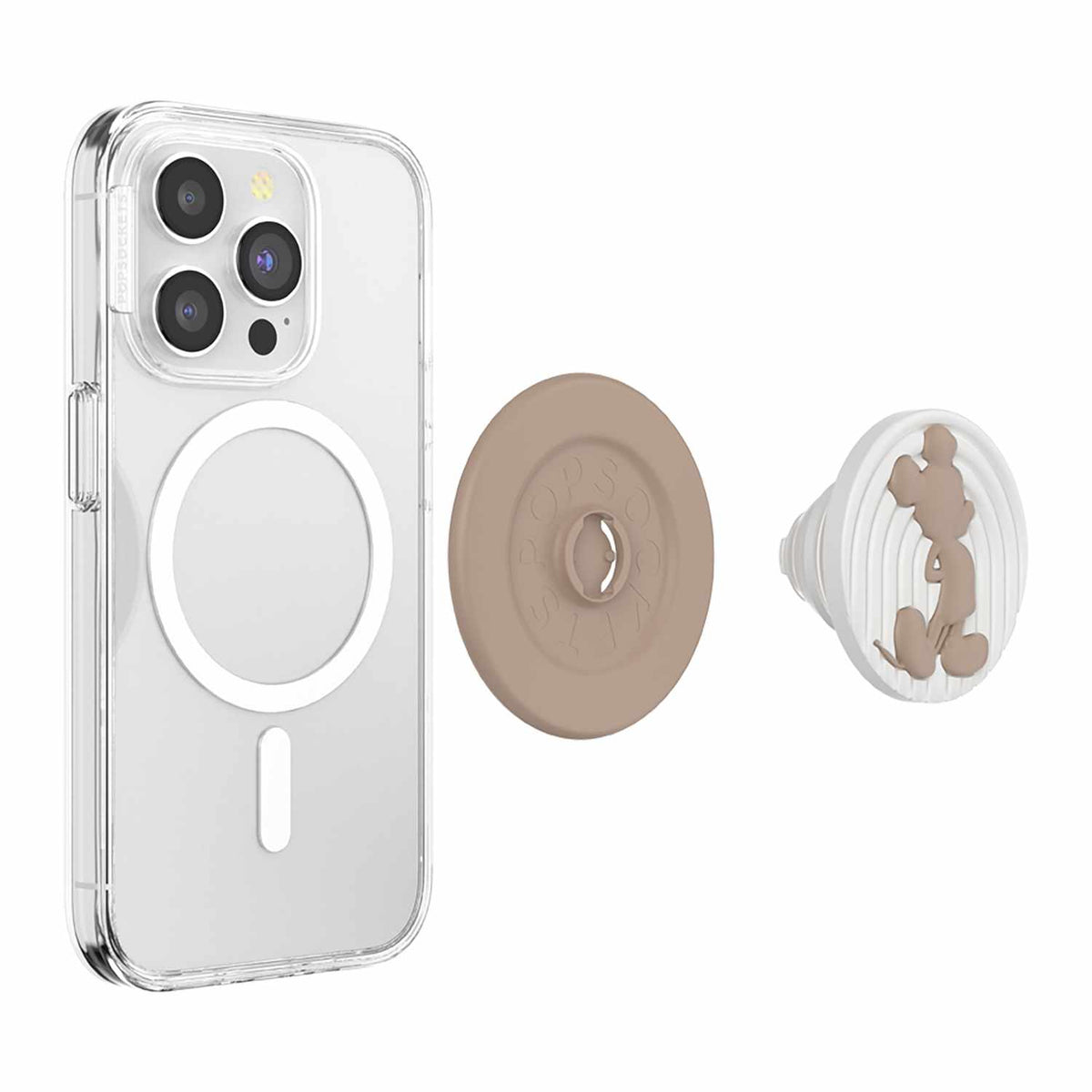 PopSockets PopGrip for MagSafe Round with Adapter Ring Latte Mickey Beige
