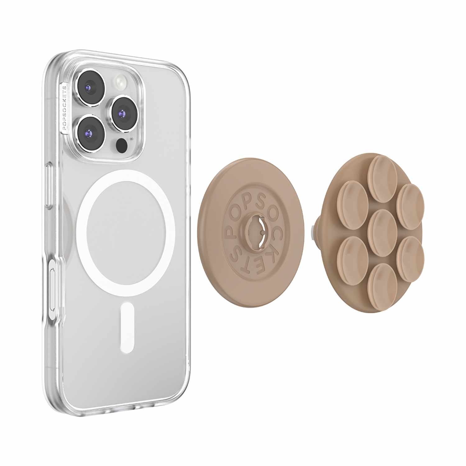 PopSockets PopGrip Suck-Up for MagSafe Round with Adapter Latte Beige