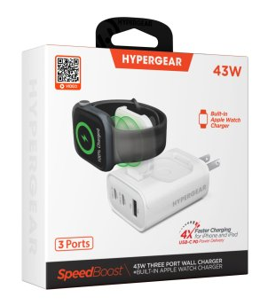 HyperGear - 43W Multi-Port Hub w/Apple Watch Charger (White)