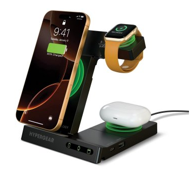 HyperGear - 6-in-1 Foldable Wireless Charging Stand Compatible with Samsung & Apple Watch