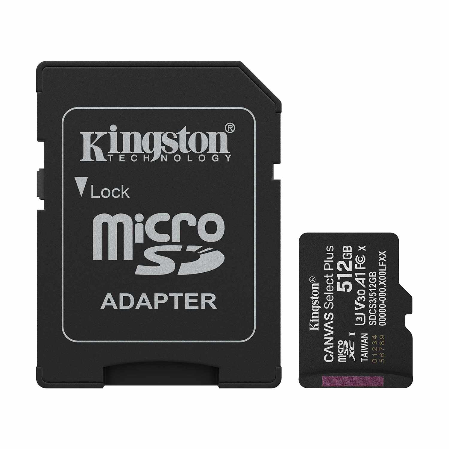 Kingston 512GB microSDXC Canvas Select Plus Gen3 150MB/s A1 Card withAdapter