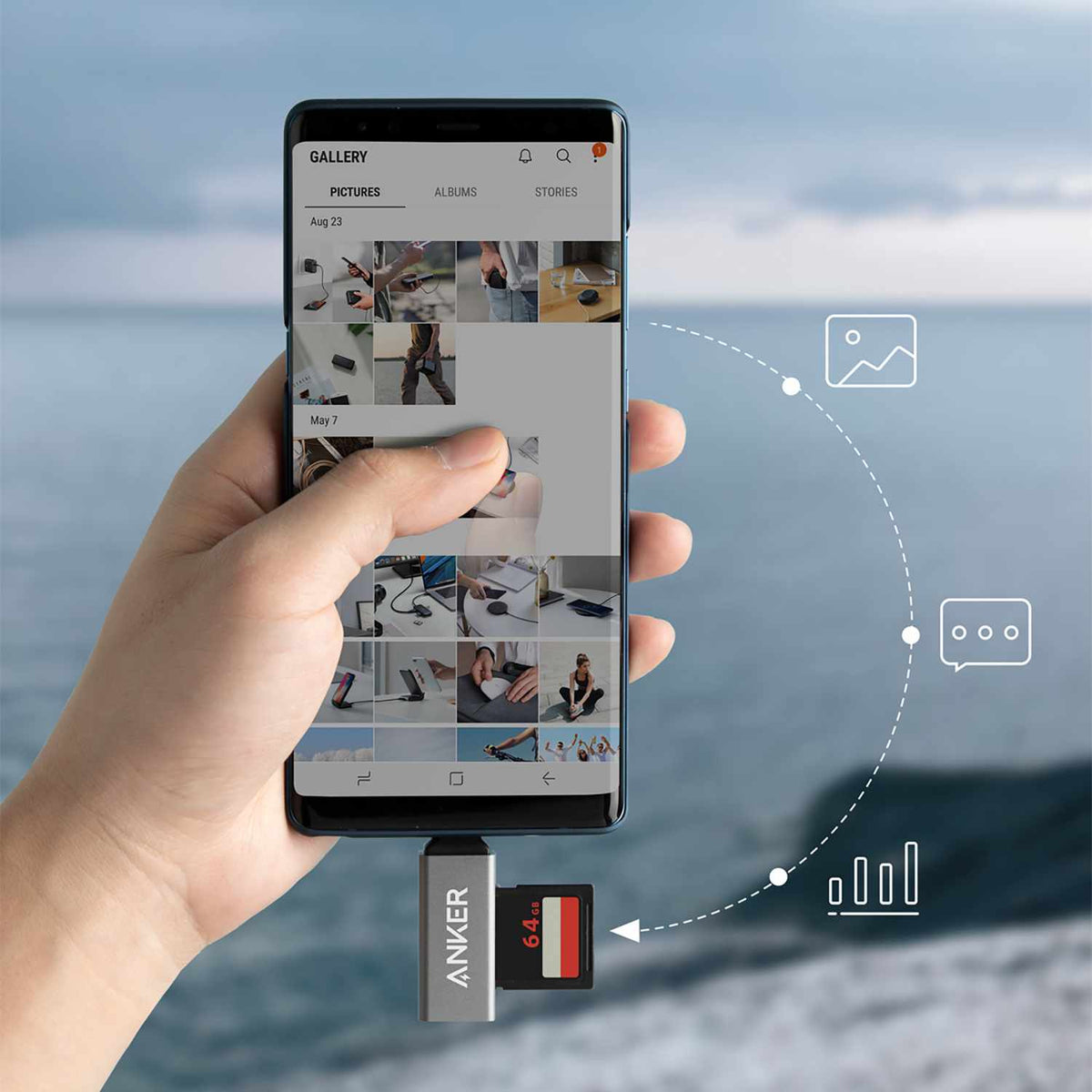 Anker 2-in-1 USB-C to SD/Micro SD Card Reader Gray