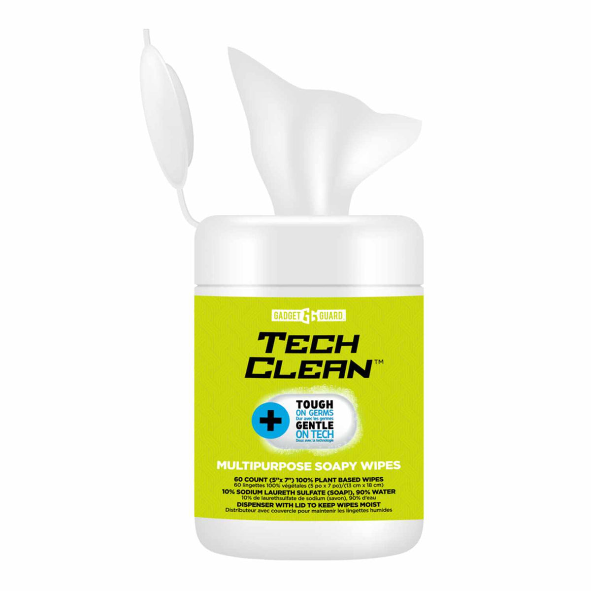 Gadget Guard GGSCTTC221GG02A TechClean Soapy Wipes (60 Pack) Clear