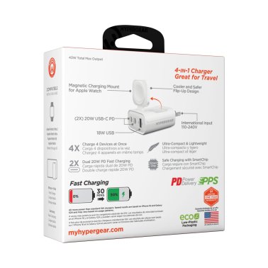 HyperGear - 43W Multi-Port Hub withApple Watch Charger (White)