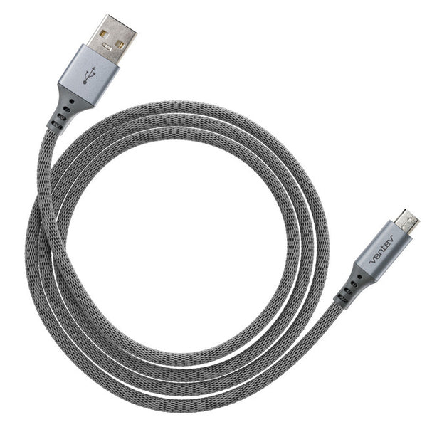 Ventev - Charge/Sync Metallic Cable Micro USB 4ft Steel Gray - Beyond Wireless Inc. Canada