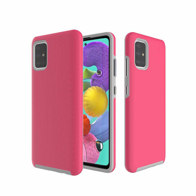 Back and front view of Blu Element Armour 2X Case Pink for Samsung Galaxy A51.