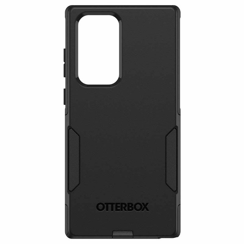 Black Otterbox commuter case for the Samsung Galaxy S22 Ultra.