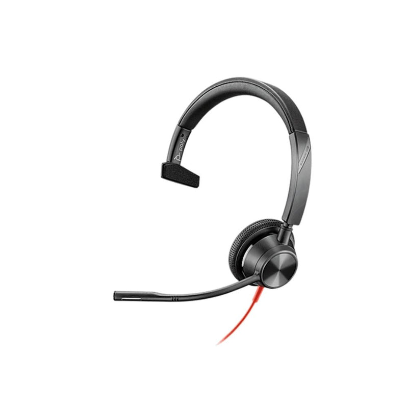 Half view of the Poly Blackwire BW3315 USB headset.