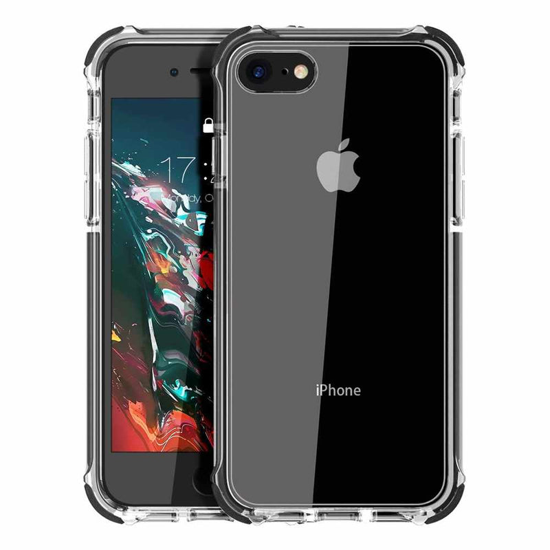 Front and back view of iPhone SE 2020/7/8 in a clear case.