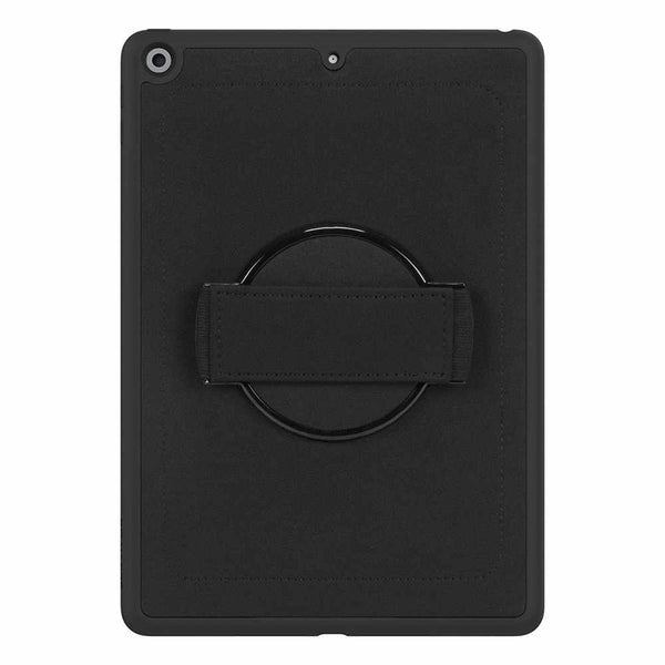 Back view of Griffin Survivor AirStrap 360 Case Black for iPad 10.2 2020 8th Gen/iPad 10.2 2019. #color_black