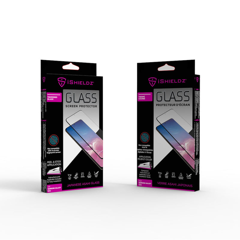 iShieldz - Tempered Glass Screen Protector for Samsung Galaxy S21+ (Non-Fingerprint Sensor Compatible)