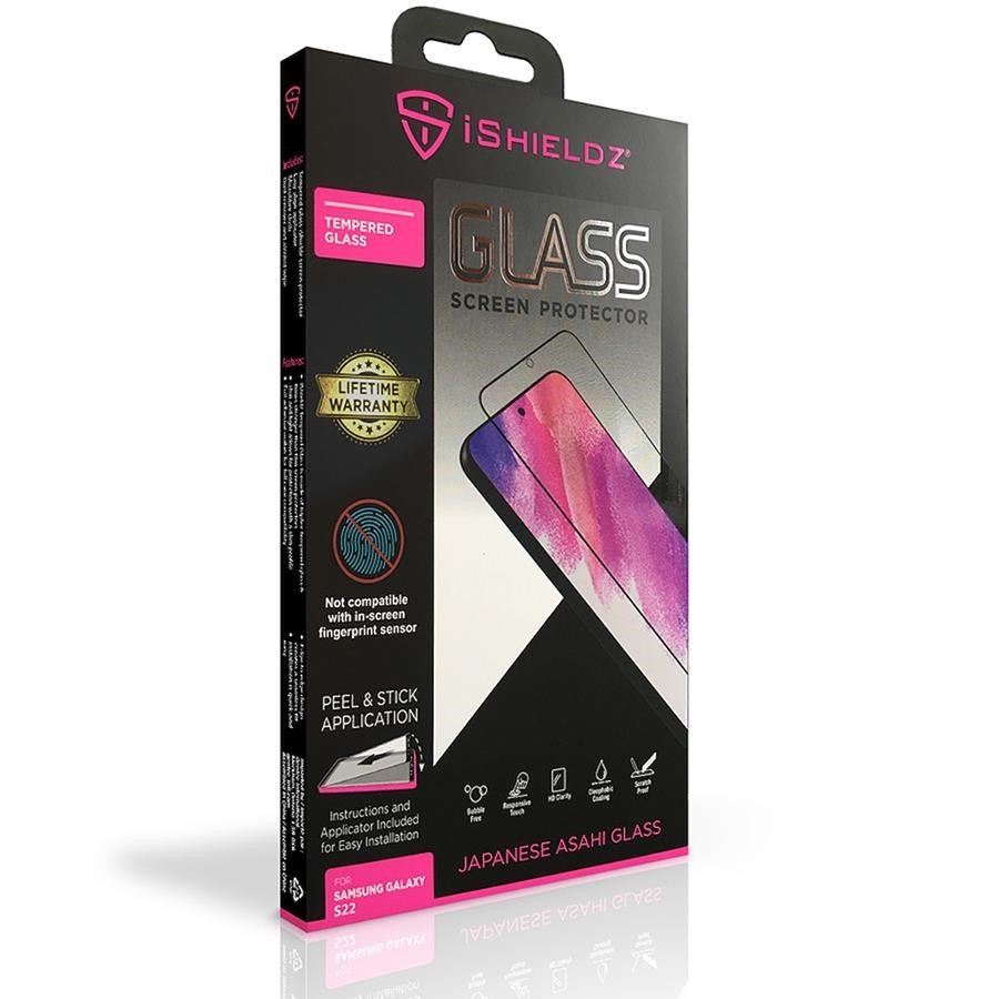 iShieldz - Tempered Glass Screen Protector for Samsung Galaxy S22 (Non-Fingerprint Sensor Compatible)